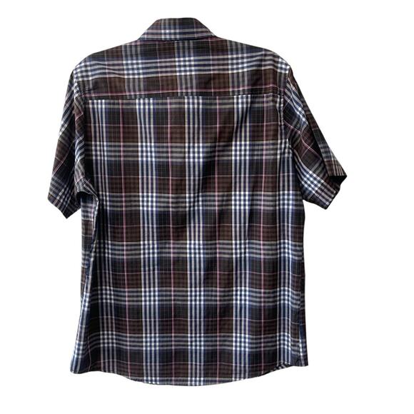 Paper Denim & Cloth Plaid Short Sleeve Collared Front Button Shirt Blue Multi L - Picture 3 of 7